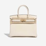Pre-owned Hermès bag Birkin 30 Taurillon Clemence Nata White Front Velt | Sell your designer bag on Saclab.com