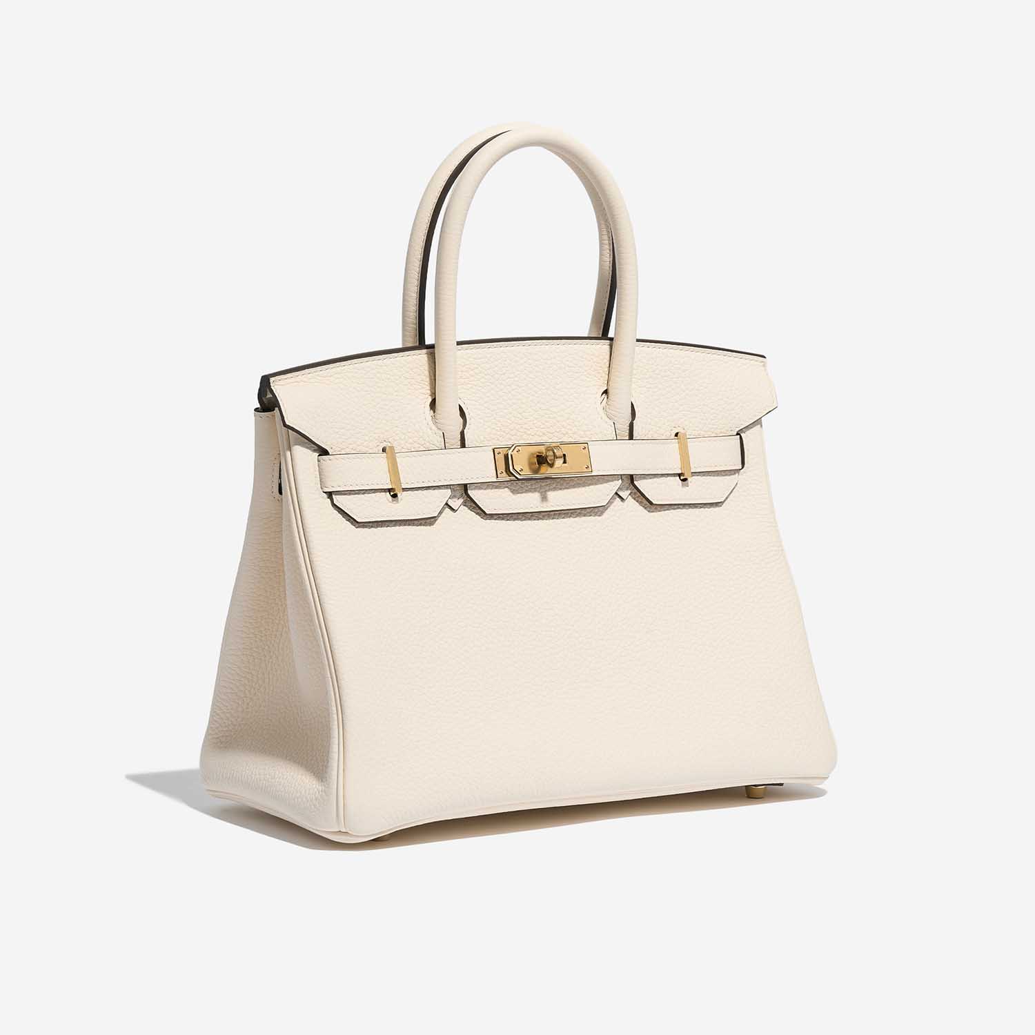 Pre-owned Hermès bag Birkin 30 Taurillon Clemence Nata White Side Front | Sell your designer bag on Saclab.com