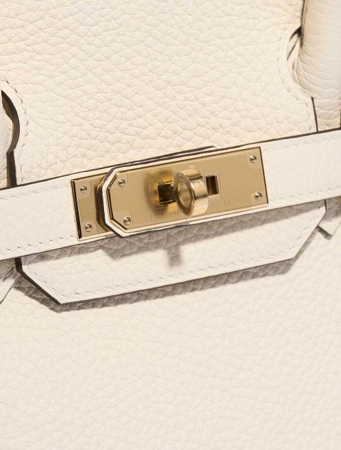 Pre-owned Hermès bag Birkin 30 Taurillon Clemence Nata White Closing System | Sell your designer bag on Saclab.com