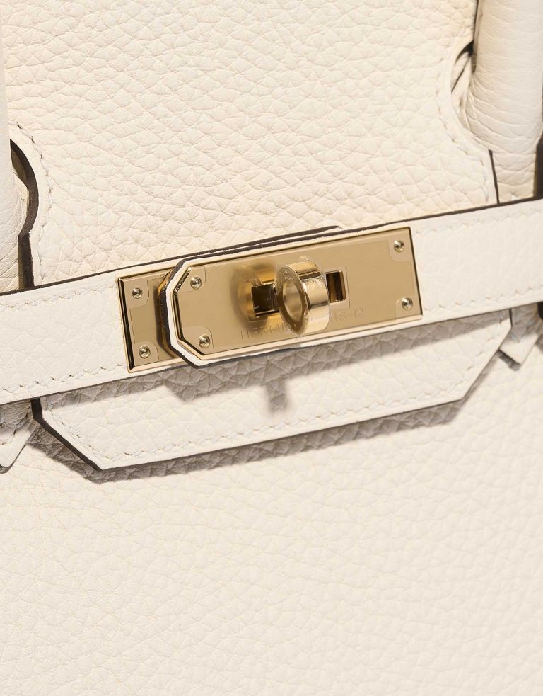Pre-owned Hermès bag Birkin 30 Taurillon Clemence Nata White Front | Sell your designer bag on Saclab.com
