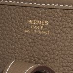 Pre-owned Hermès bag Evelyne 29 Taurillon Clemence Etoupe Brown Logo | Sell your designer bag on Saclab.com