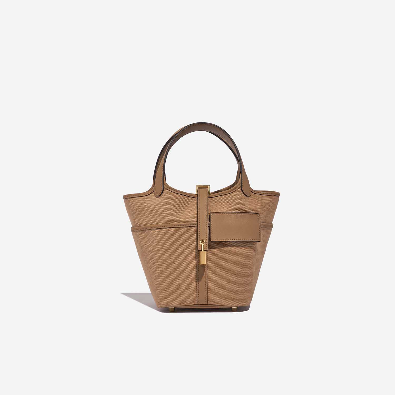 Pre-owned Hermès bag Picotin Cargo 18 Toile Goeland / Swift Chai Brown Front | Sell your designer bag on Saclab.com