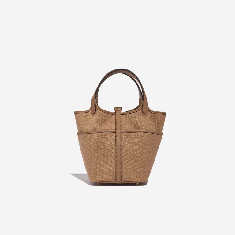 Pre-owned Hermès bag Picotin Cargo 18 Toile Goeland / Swift Chai Brown Back | Sell your designer bag on Saclab.com