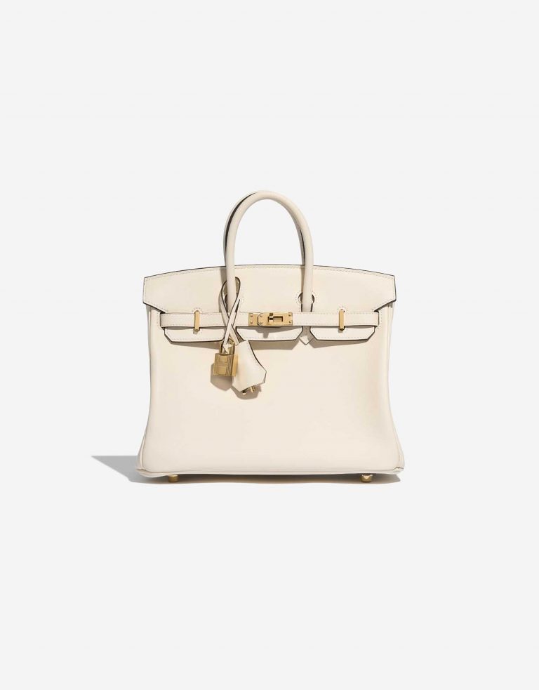 Pre-owned Hermès bag Birkin 25 Swift Nata White Front | Sell your designer bag on Saclab.com