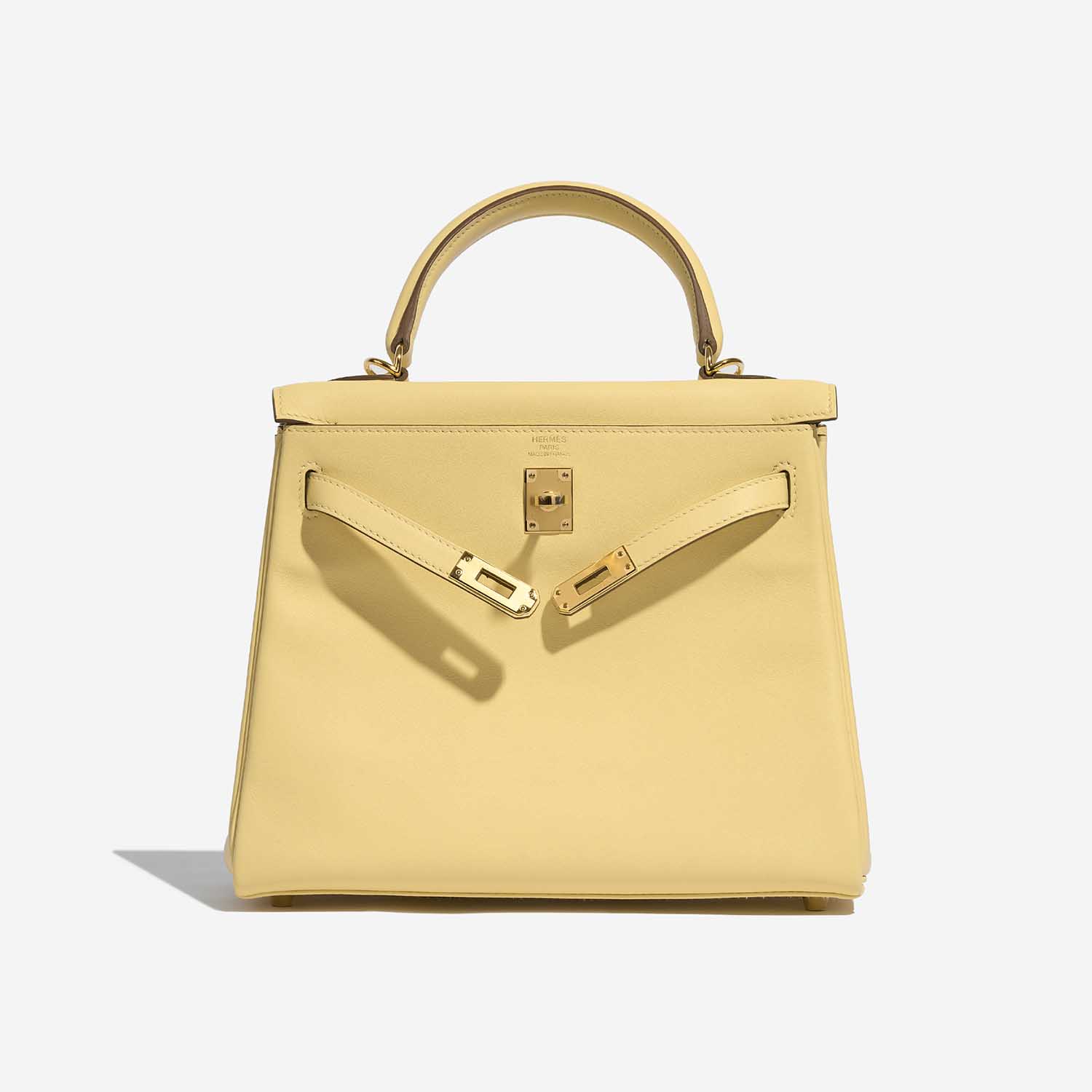 Sac Hermès d'occasion Kelly 25 Swift Jaune Poussin Yellow Front Open | Vendez votre sac de créateur sur Saclab.com