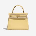 Pre-owned Hermès bag Kelly 25 Swift Jaune Poussin Yellow Front Velt | Sell your designer bag on Saclab.com
