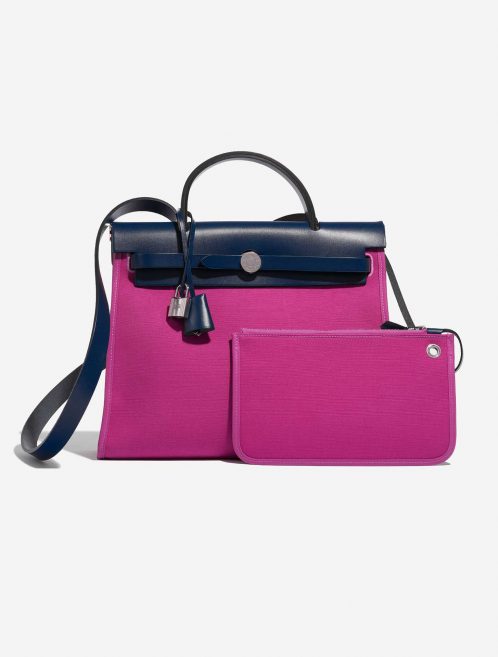 Pre-owned Hermès bag Herbag 31 Vache Hunter / Toile  Bleu Saphir / Magnolia Pink Front | Sell your designer bag on Saclab.com