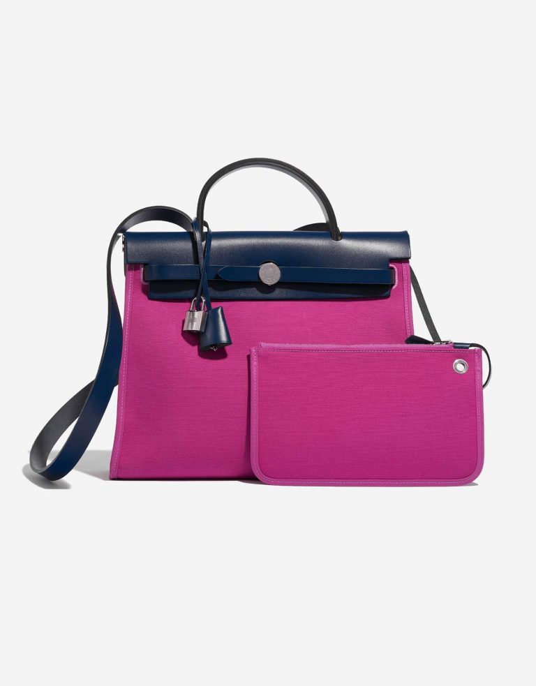Pre-owned Hermès bag Herbag 31 Vache Hunter / Toile  Bleu Saphir / Magnolia Pink Front | Sell your designer bag on Saclab.com