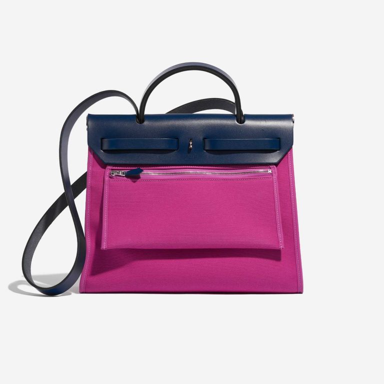 Pre-owned Hermès bag Herbag 31 Vache Hunter / Toile  Bleu Saphir / Magnolia Pink Back | Sell your designer bag on Saclab.com