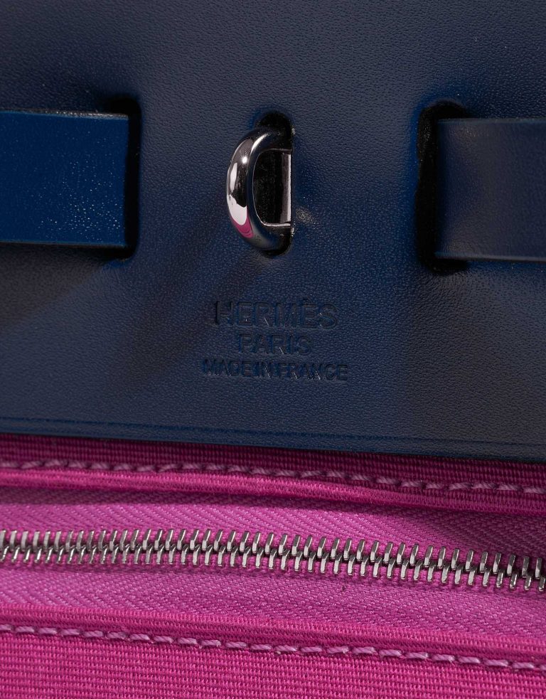 Pre-owned Hermès bag Herbag 31 Vache Hunter / Toile  Bleu Saphir / Magnolia Pink Logo | Sell your designer bag on Saclab.com