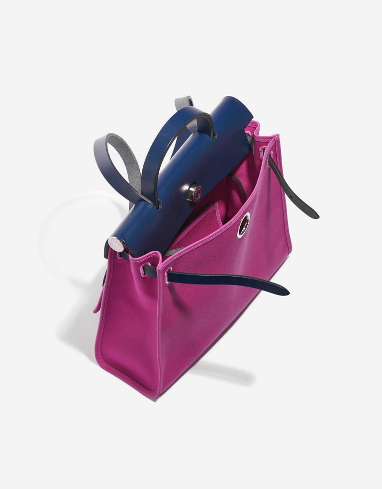 Pre-owned Hermès bag Herbag 31 Vache Hunter / Toile  Bleu Saphir / Magnolia Pink Inside | Sell your designer bag on Saclab.com