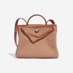 Pre-owned Hermès bag Herbag 31 Vache Hunter / Toile Militaire Fauve / Chai Beige, Brown Front Open | Sell your designer bag on Saclab.com