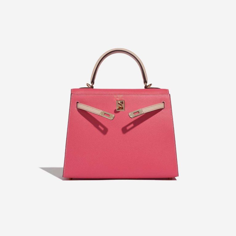 Pre-owned Hermès bag Kelly HSS 25 Epsom Rose Azalee / Craie Rose Front Open | Sell your designer bag on Saclab.com