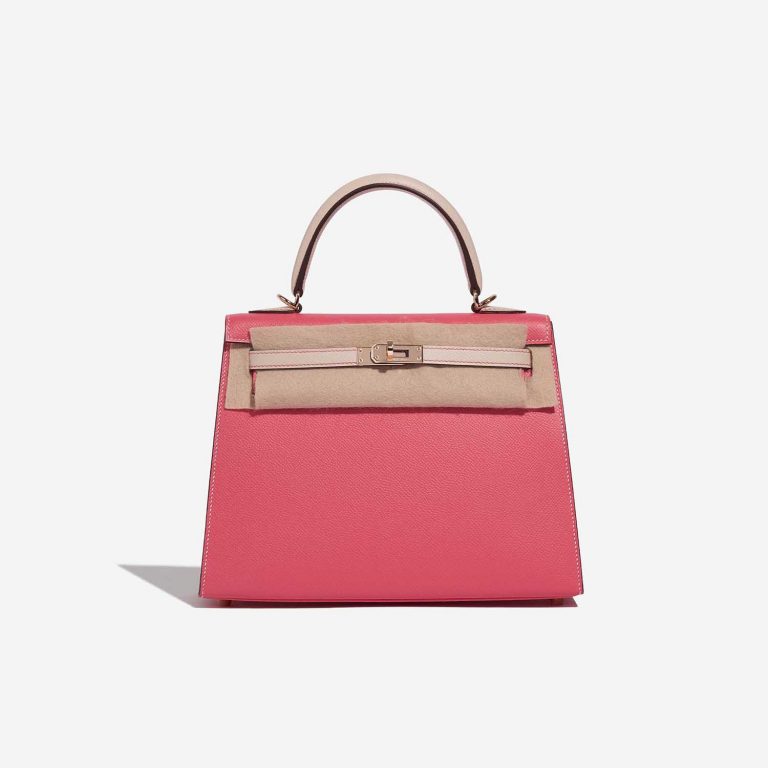 Pre-owned Hermès bag Kelly HSS 25 Epsom Rose Azalee / Craie Rose Front Velt | Sell your designer bag on Saclab.com