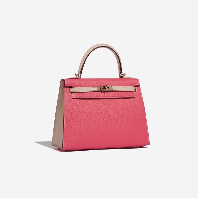 Pre-owned Hermès bag Kelly HSS 25 Epsom Rose Azalee / Craie Rose Side Front | Sell your designer bag on Saclab.com