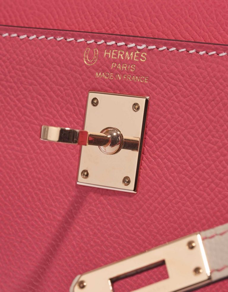 Pre-owned Hermès bag Kelly HSS 25 Epsom Rose Azalee / Craie Rose Logo | Sell your designer bag on Saclab.com