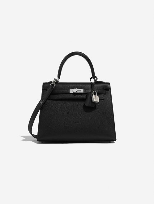 Pre-owned Hermès Tasche Kelly 25 Epsom Schwarz Schwarz Front | Verkaufen Sie Ihre Designer-Tasche auf Saclab.com