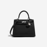 Pre-owned Hermès bag Kelly 25 Epsom Black Black Front | Sell your designer bag on Saclab.com