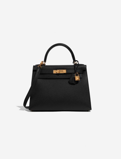 Pre-owned Hermès Tasche Kelly 28 Epsom Schwarz Schwarz Front | Verkaufen Sie Ihre Designer-Tasche auf Saclab.com