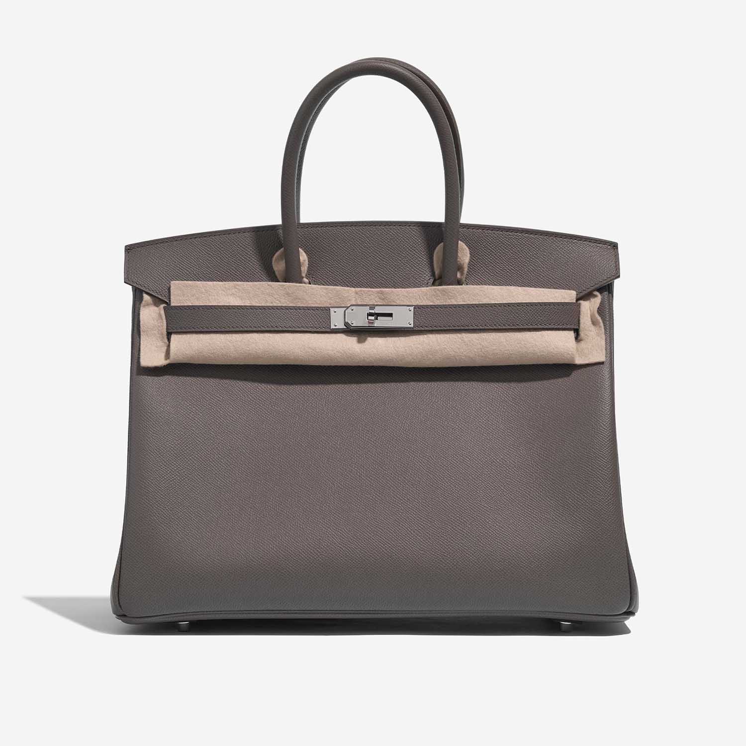 Pre-owned Hermès bag Birkin 35 Epsom Étain Grey Front Velt | Sell your designer bag on Saclab.com