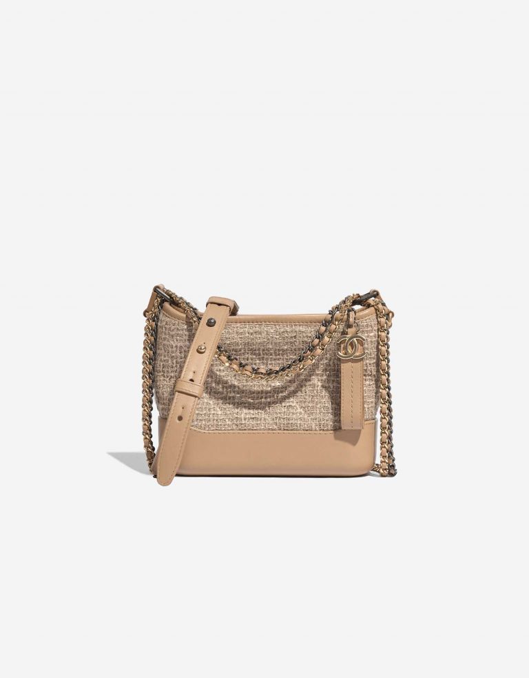 Pre-owned Chanel bag Gabrielle Small Tweed / Calf Beige Beige Front | Sell your designer bag on Saclab.com