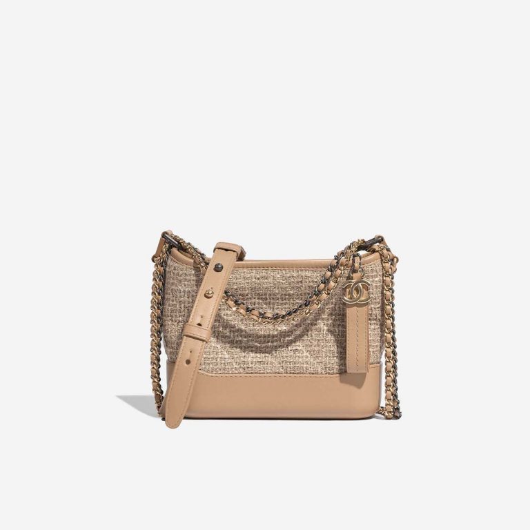 Pre-owned Chanel bag Gabrielle Small Tweed / Calf Beige Beige Front | Sell your designer bag on Saclab.com