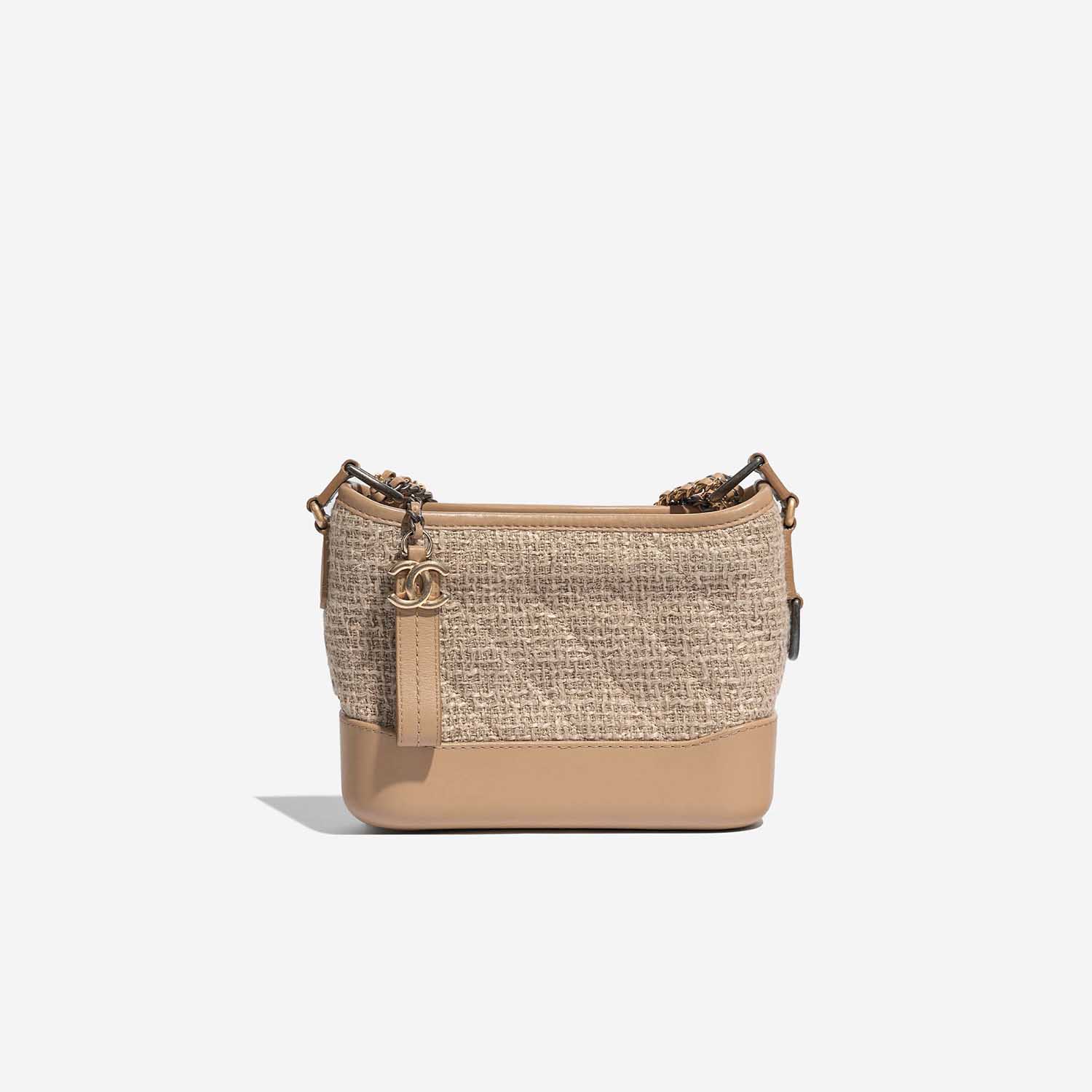 Gebrauchte Chanel Tasche Gabrielle Small Tweed / Kalbsleder Beige Beige Back | Verkaufen Sie Ihre Designer-Tasche auf Saclab.com