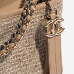 Pre-owned Chanel bag Gabrielle Small Tweed / Calf Beige Beige Closing System | Sell your designer bag on Saclab.com