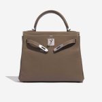 Pre-owned Hermès bag Kelly 28 Togo Etoupe Brown, Grey Front Open | Sell your designer bag on Saclab.com