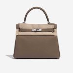 Pre-owned Hermès bag Kelly 28 Togo Etoupe Brown, Grey Front Velt | Sell your designer bag on Saclab.com