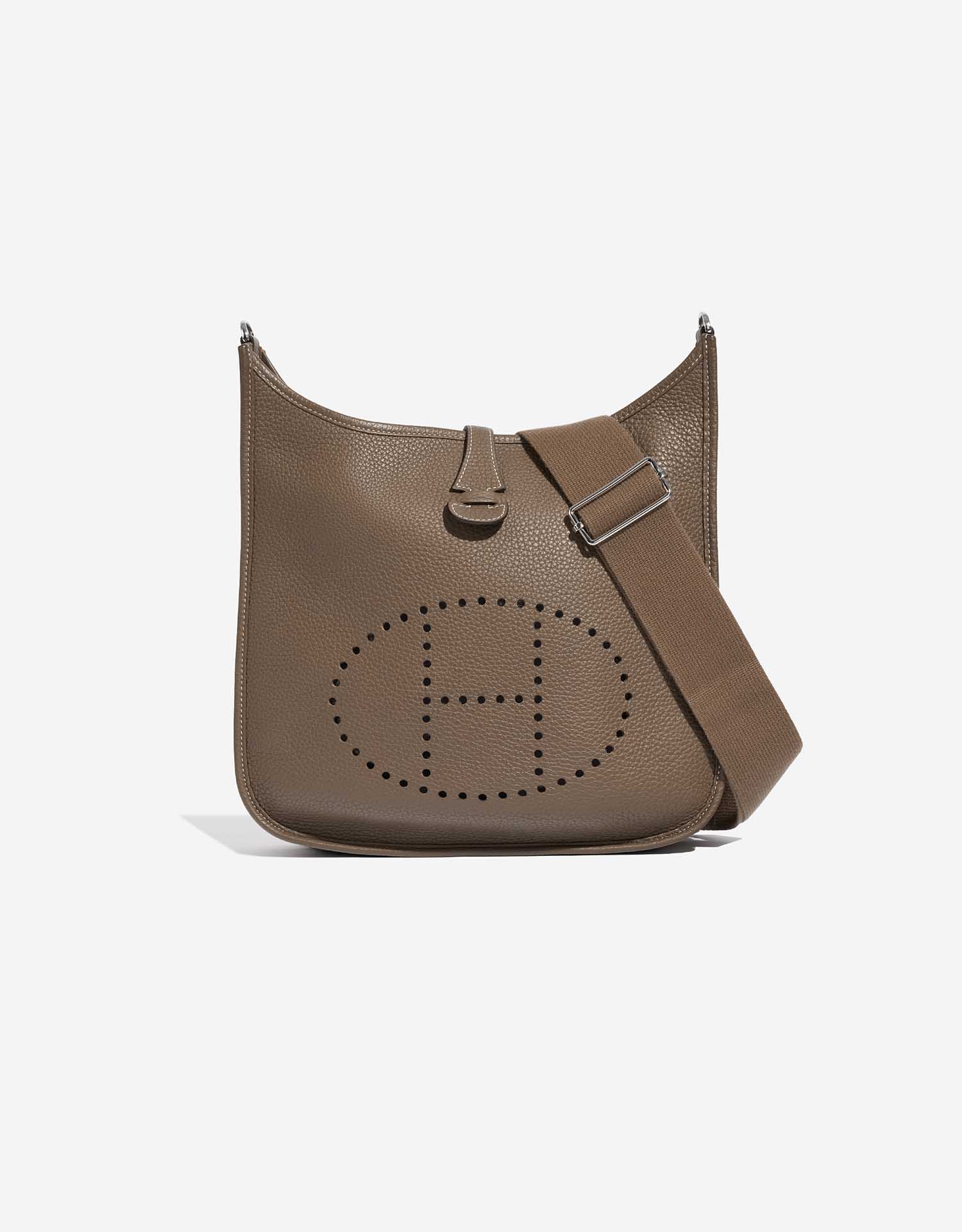 Hermès Mini Evelyne Shoulder Bag in Etoupe Leather Taurillon