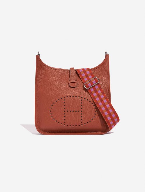 Pre-owned Hermès bag Evelyne 29 Taurillon Clemence Cuivre Orange Front | Sell your designer bag on Saclab.com