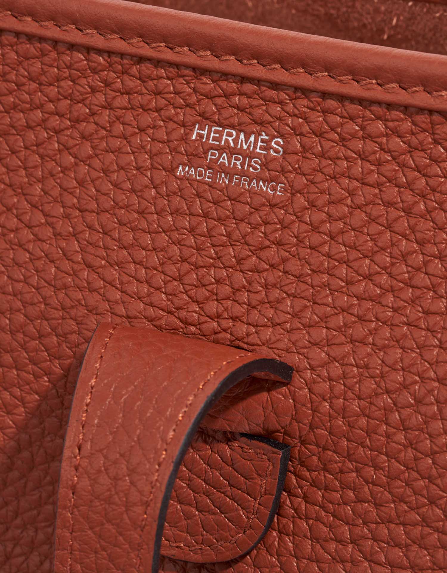 Pre-owned Hermès bag Evelyne 29 Taurillon Clemence Cuivre Orange Logo | Sell your designer bag on Saclab.com