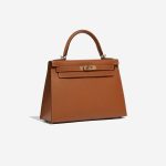 Pre-owned Hermès bag Kelly HSS 28 Epsom Gold / Bleu Glacier Brown Side Front | Sell your designer bag on Saclab.com