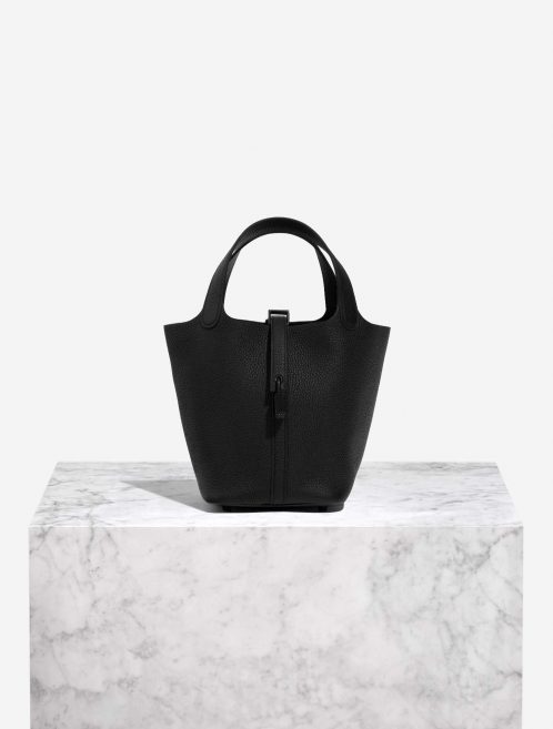 Pre-owned Hermès bag Picotin 18 Taurillon Clemence Black Black Front | Sell your designer bag on Saclab.com