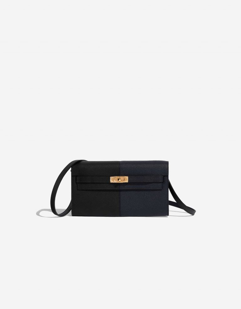 Pre-owned Hermès bag Kelly ToGo Black-BleuIndigo-BleuFrida Front | Sell your designer bag on Saclab.com