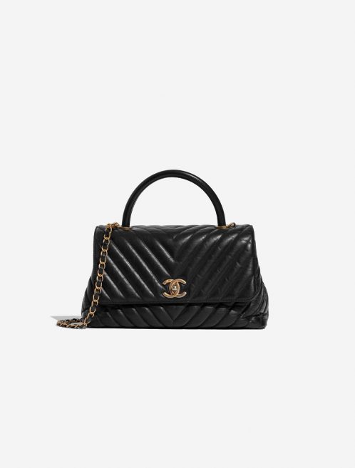 Pre-owned Chanel bag Timeless Handle Medium Lamb Black Black Front | Sell your designer bag on Saclab.com