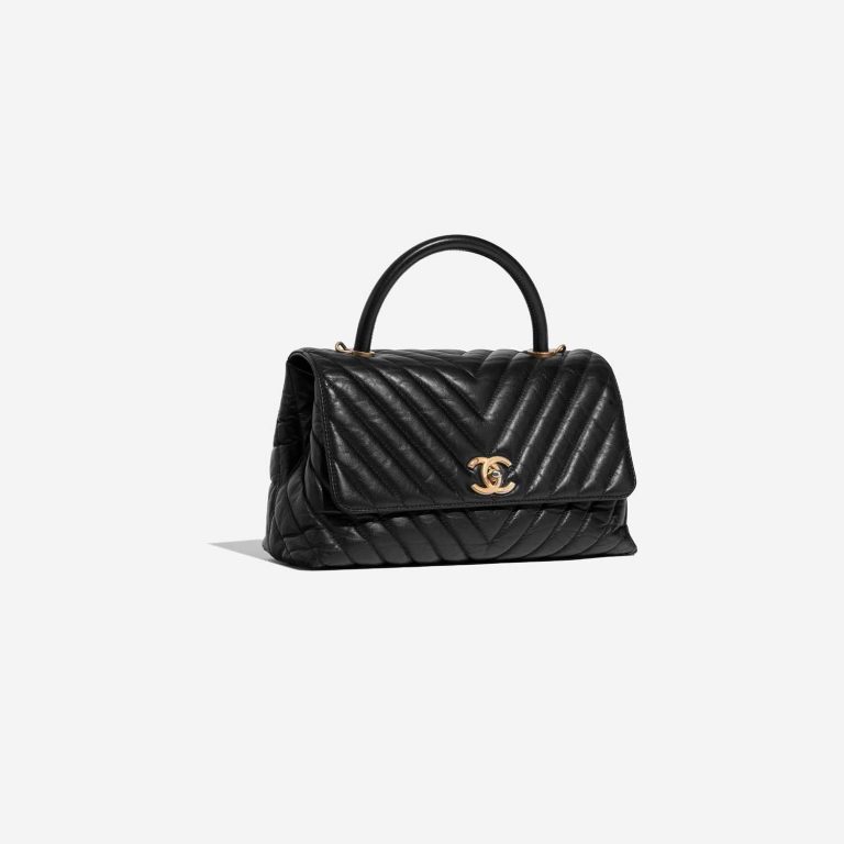 Pre-owned Chanel bag Timeless Handle Medium Lamb Black Black Side Front | Sell your designer bag on Saclab.com