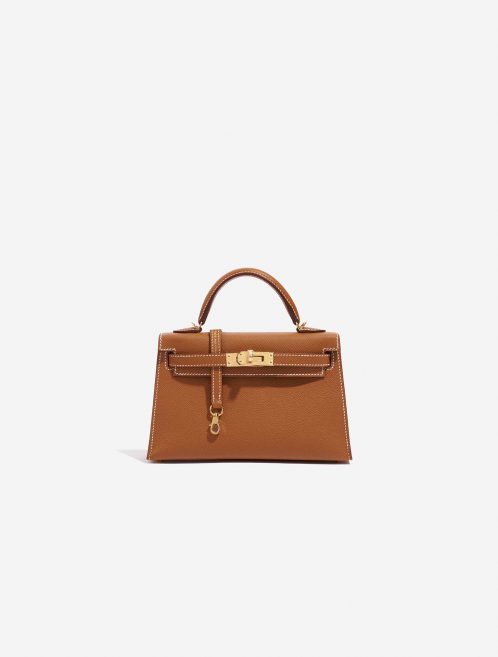 Pre-owned Hermès bag Kelly Mini Epsom Gold Brown Front | Sell your designer bag on Saclab.com