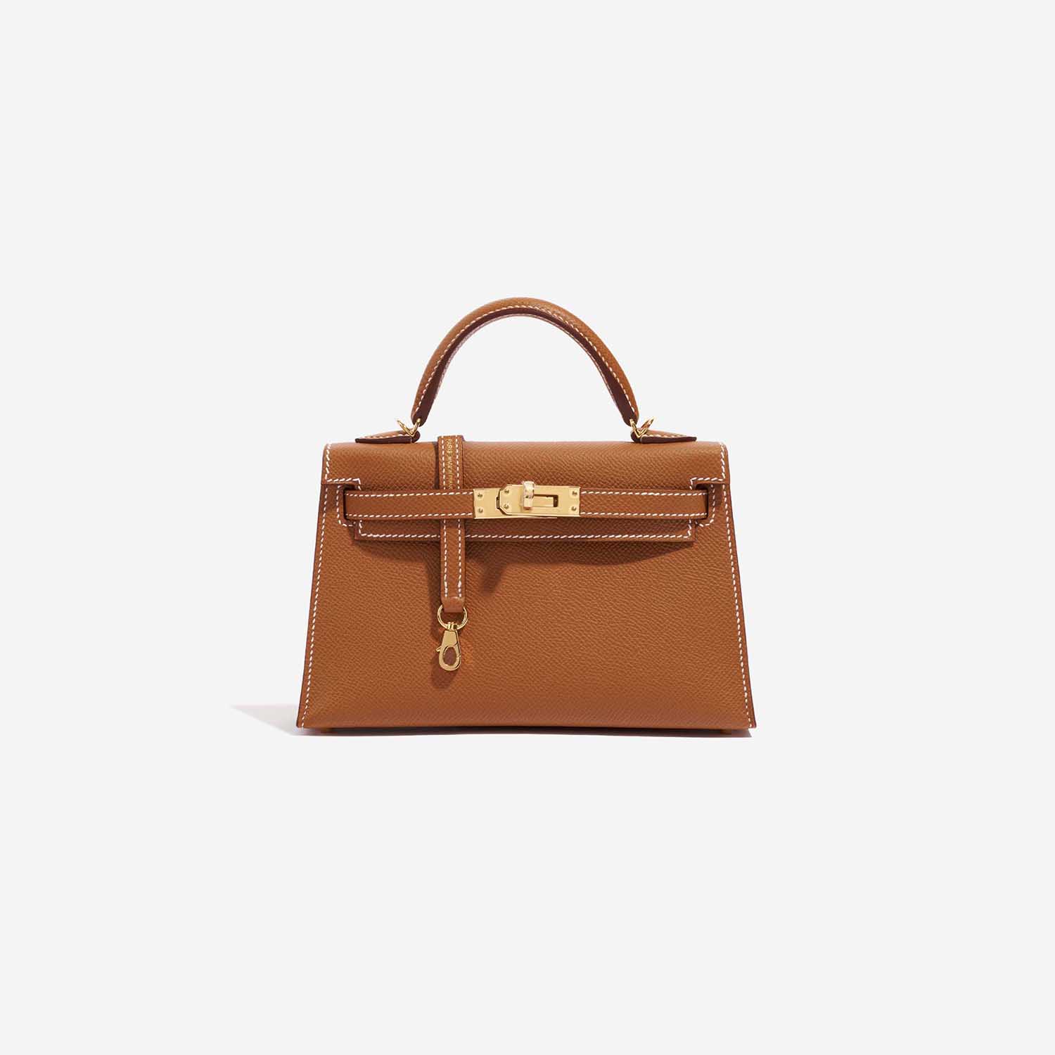 Pre-owned Hermès Tasche Kelly Mini Epsom Gold Brown Front | Verkaufen Sie Ihre Designer-Tasche auf Saclab.com
