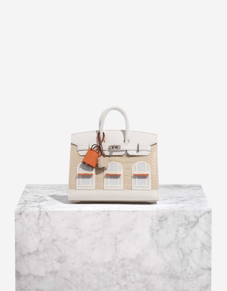 Pre-owned Hermès bag Birkin Faubourg 20 Snow Matte Alligator / Togo / Epsom / Swift White / Beton / Orange H / Blue Brume / Craie Beige Front | Sell your designer bag on Saclab.com
