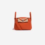 Pre-owned Hermès bag Lindy 20 Mini Taurillon Clemence Feu Orange Front Velt | Sell your designer bag on Saclab.com