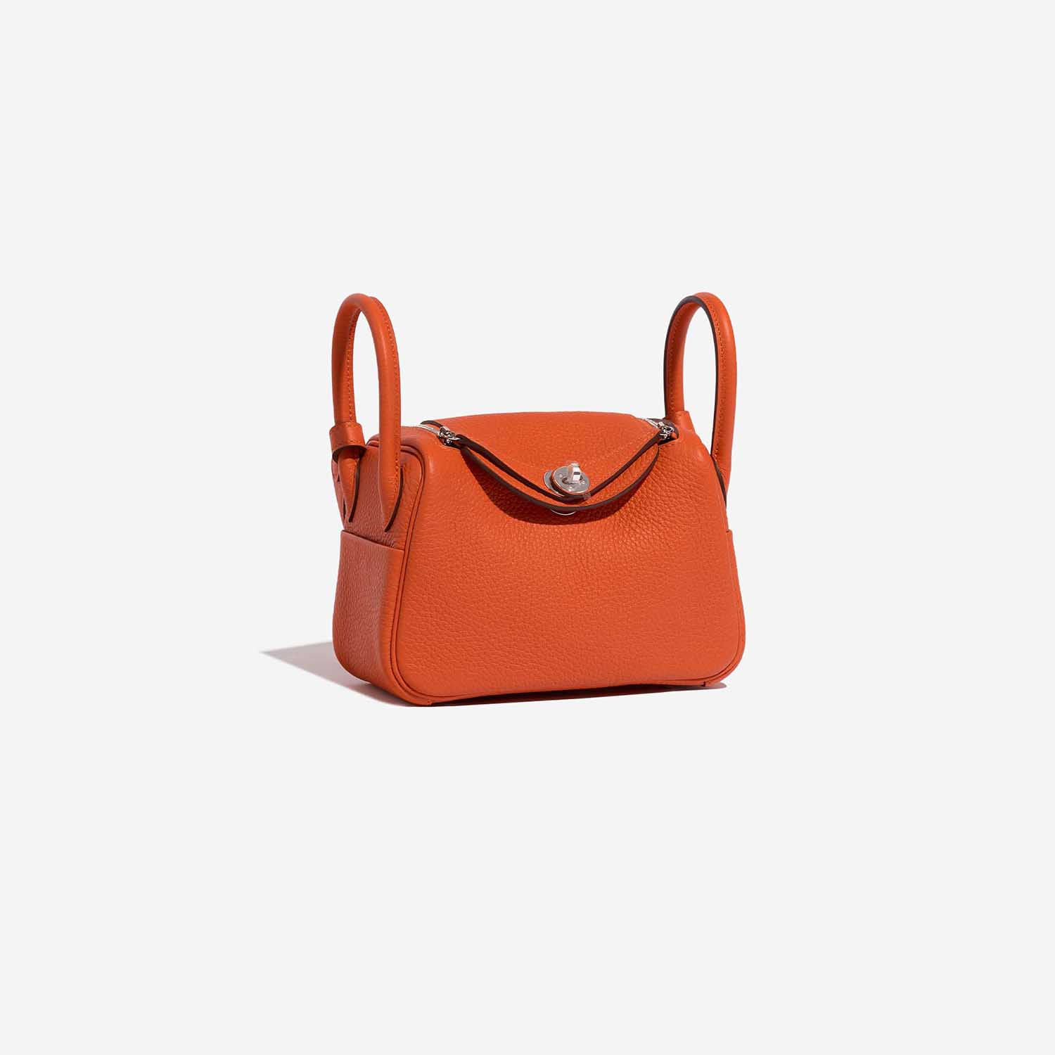 Pre-owned Hermès Tasche Lindy 20 Mini Taurillon Clemence Feu Orange Side Front | Verkaufen Sie Ihre Designer-Tasche auf Saclab.com