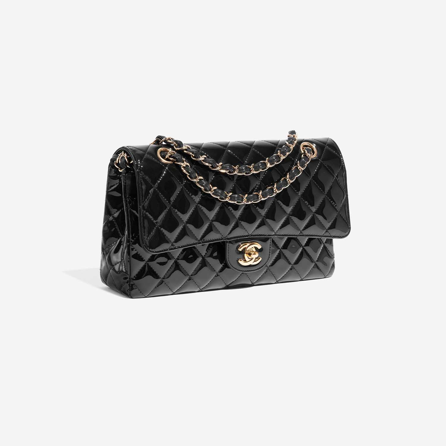 Pre-owned Chanel bag Timeless Medium Patent Leather Black Black Side Front | Sell your designer bag on Saclab.com