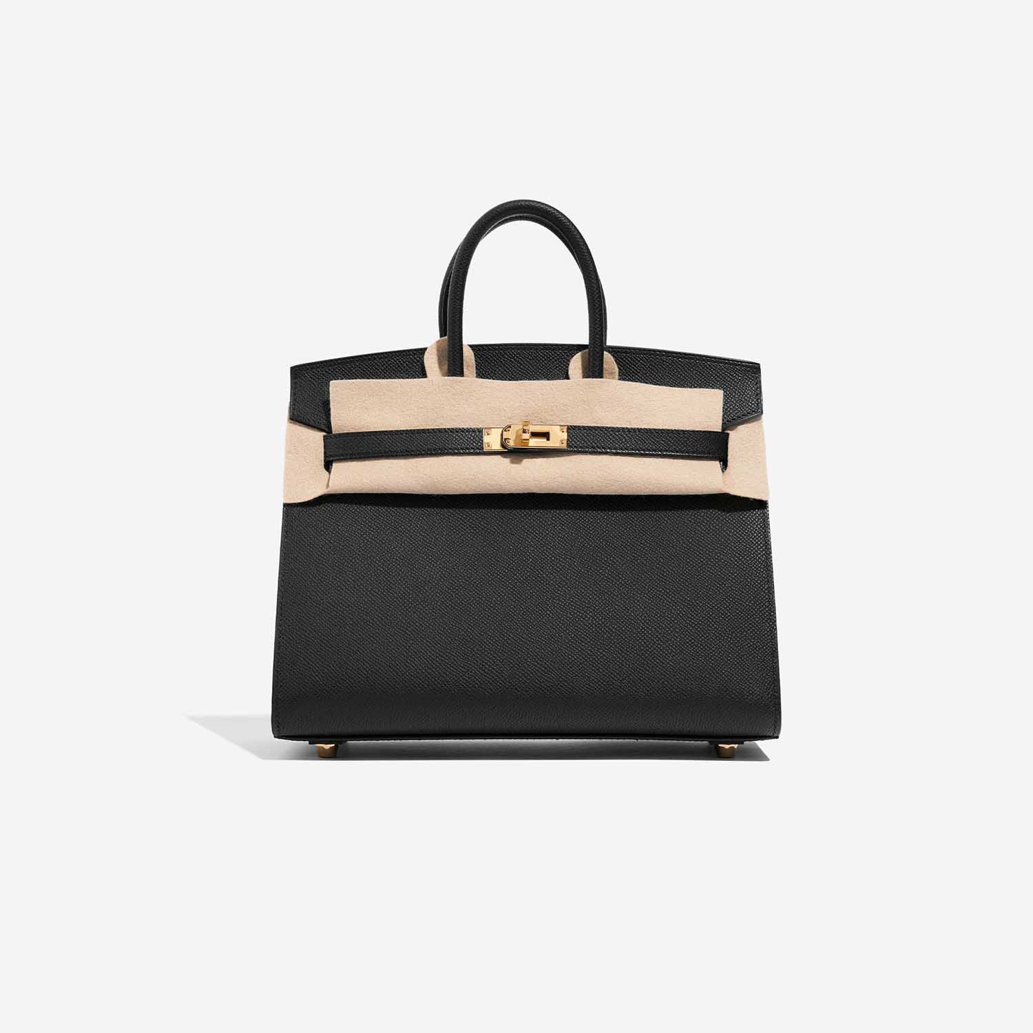 Birkin 25 cloth handbag Hermès Black in Cloth - 24255850