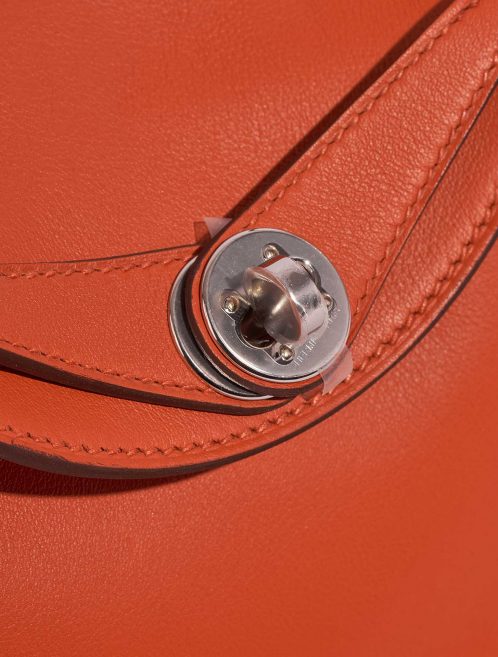 Pre-owned Hermès bag Lindy 20 Mini Swift Terre Battue / Capucine Orange Closing System | Sell your designer bag on Saclab.com