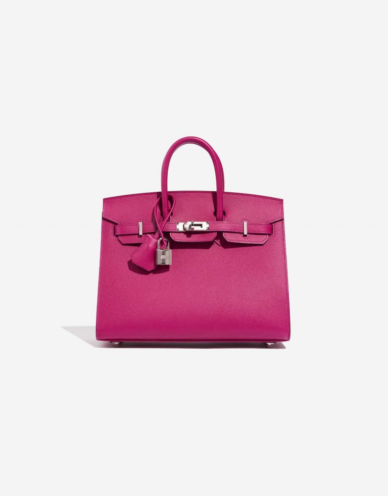Pre-owned Hermès bag Birkin 25 Veau Madame Rose Pourpre Pink Front | Sell your designer bag on Saclab.com