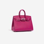 Pre-owned Hermès bag Birkin 25 Veau Madame Rose Pourpre Pink Side Front | Sell your designer bag on Saclab.com