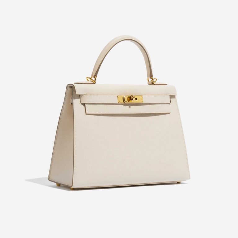 Pre-owned Hermès bag Kelly 28 Craie Side Front | Sell your designer bag on Saclab.com