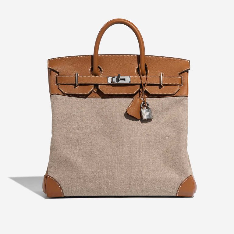 Pre-owned Hermès bag HautÀCourroies 40 Gold-Ficelle Front | Sell your designer bag on Saclab.com